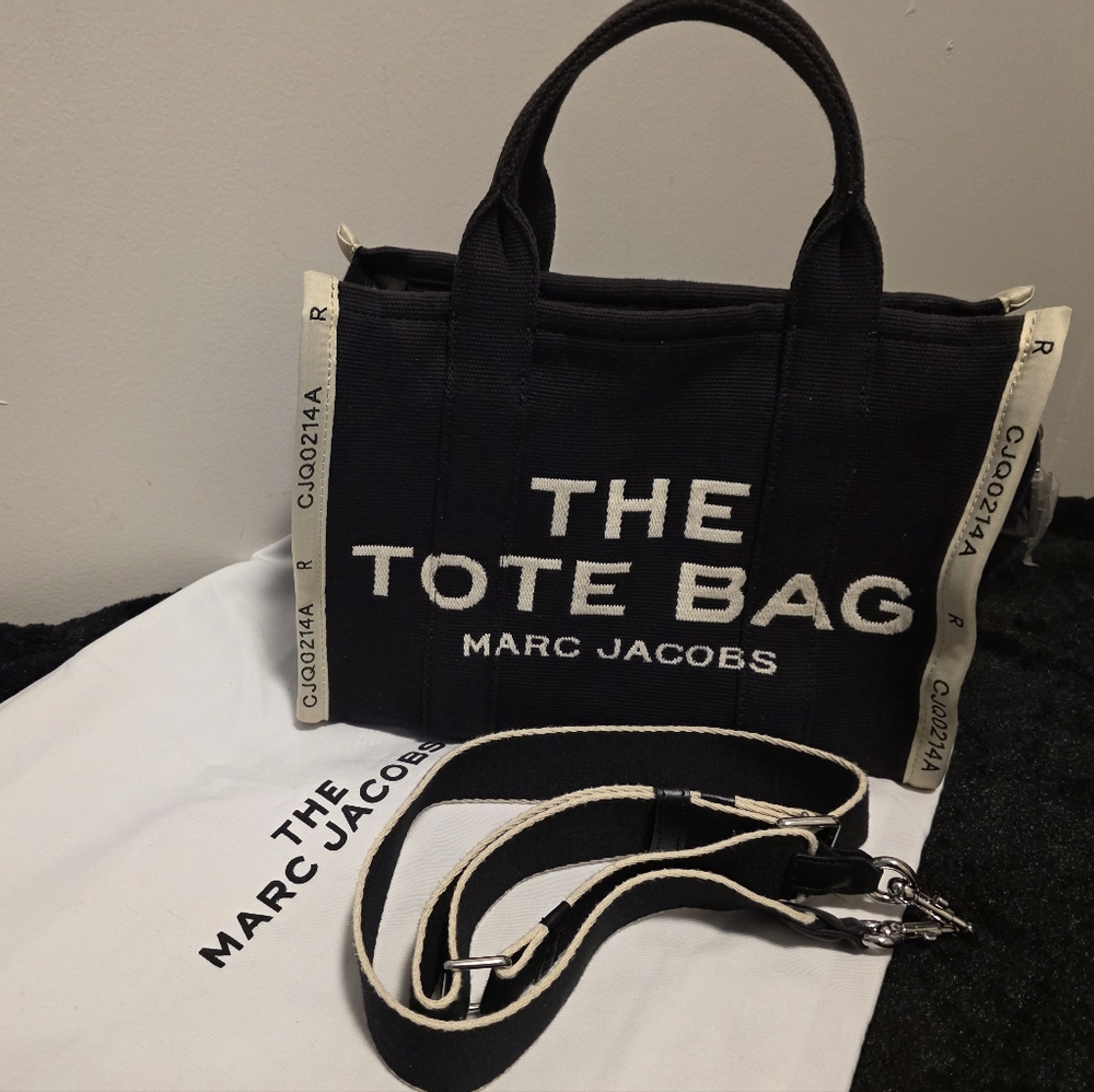 Marc Jacobs Black Tote with Tan Lettering